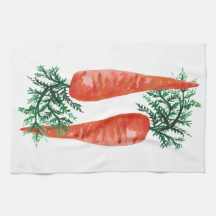 Toalla de cocina de las zanahorias de la acuarela