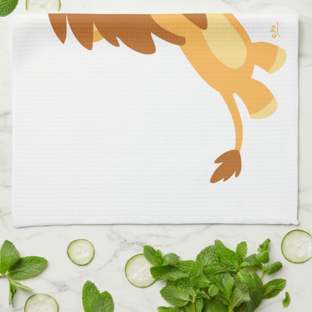 Toalla de cocina de león de dibujos animados adora (Doblado)