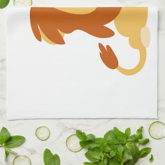 Toalla de cocina de león de dibujos animados linda (Doblado)