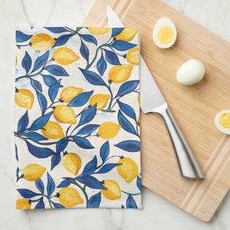 Toalla de cocina de limón azul y amarillo