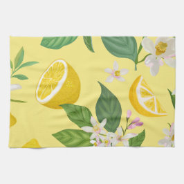 Toalla de cocina de limón fresco y flor de cítrico