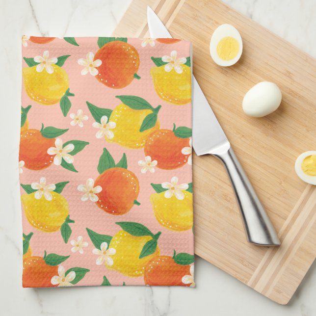 Toalla de cocina de limón naranja cítrico (Doblado Cuarto)