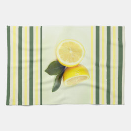 Toalla de cocina de limones alegres y rayas