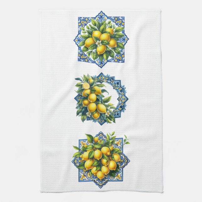 Toalla de cocina de limones mediterráneos (Vertical)