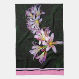 Toalla de cocina de lirio negro y rosa