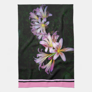 Toalla de cocina de lirio negro y rosa