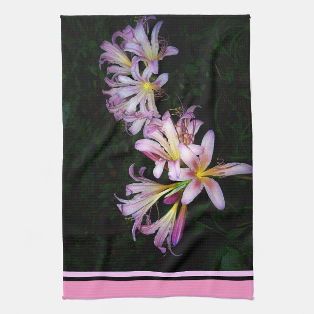 Toalla de cocina de lirio negro y rosa (Vertical)
