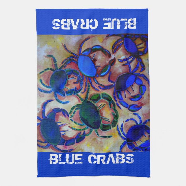 Toalla de cocina de los cangrejos azules (Vertical)