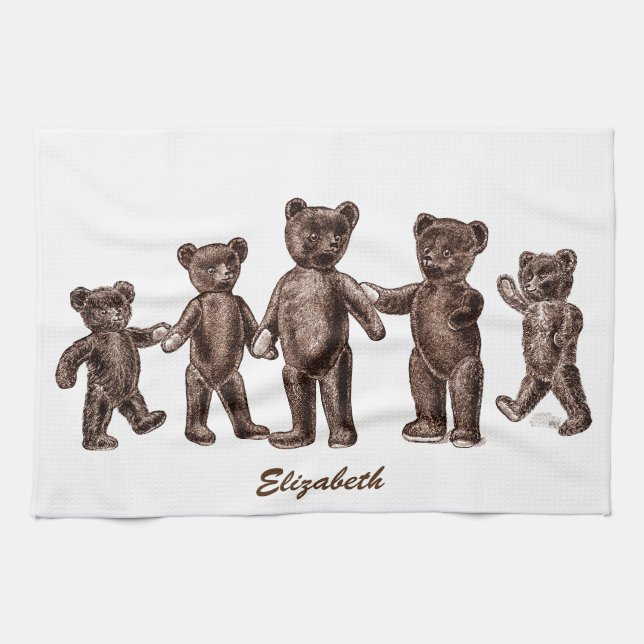 Toalla de cocina de los osos de peluche de Brown (Horizontal)