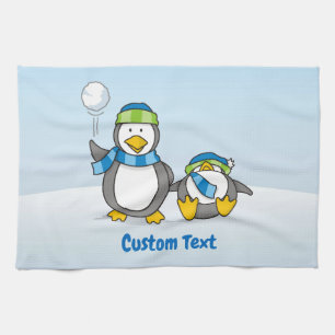 Toalla de cocina de los pingüinos de Snowballing