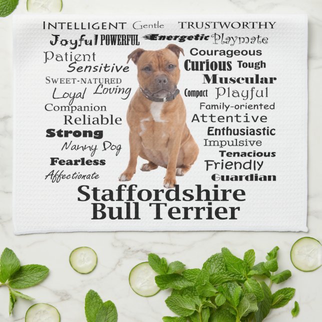 Toalla de cocina de los rasgos de Staffie (Doblado)