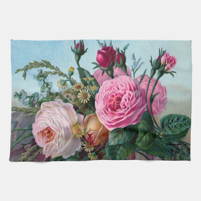 Toalla de cocina de los rosas del Victorian del (Horizontal)