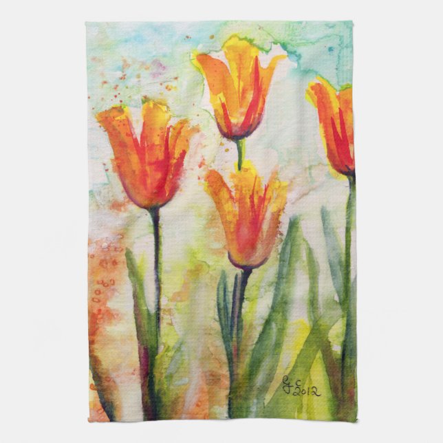Toalla de cocina de los tulipanes de primavera (Vertical)