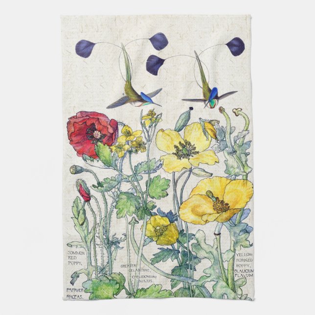 Toalla de cocina de los Wildflowers de la amapola (Vertical)