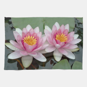 Toalla de cocina de loto de nenúfar flotante rosa