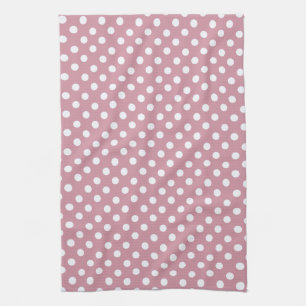 Toalla de cocina de lunares rosa polvoriento