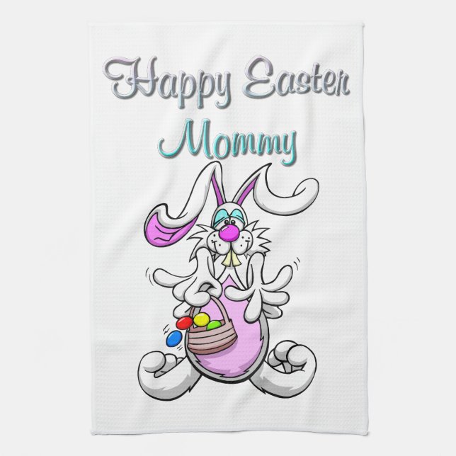 Toalla de cocina de mami feliz de Pascua (Vertical)