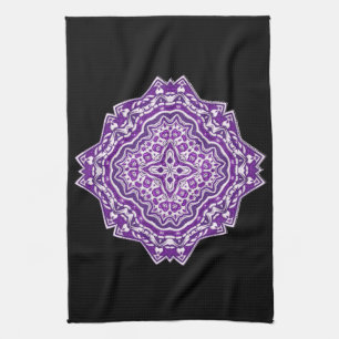 toalla de cocina de mandala púrpura
