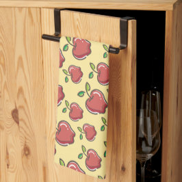 Toalla de cocina de manzana roja fresca