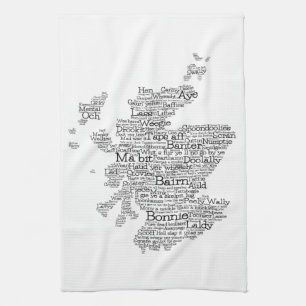 Toalla de cocina de mapa de palabras en jerga esco