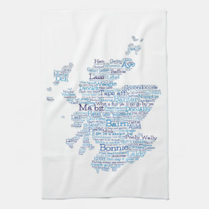 Toalla de cocina de mapa de palabras en jerga esco