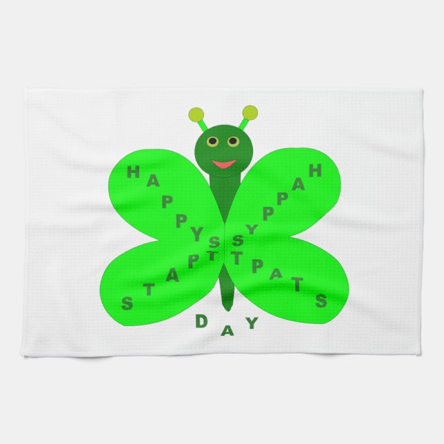 Toalla de cocina de mariposa del día de Saint Patr (Horizontal)