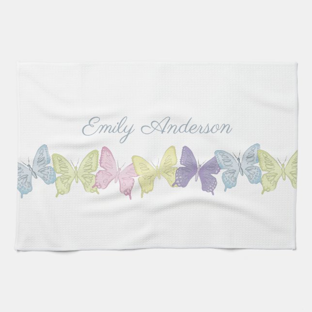 Toalla de cocina de mariposas pastel 40,6 cm x 60, (Horizontal)