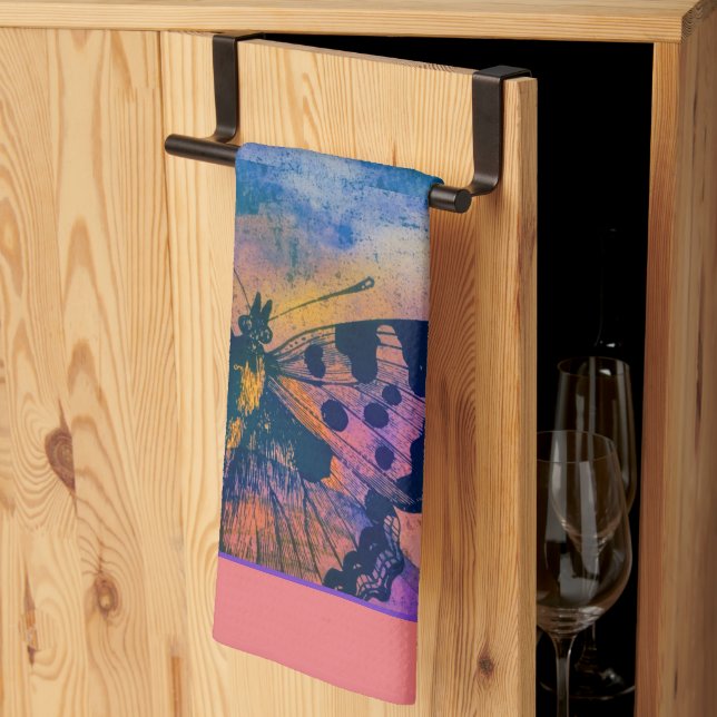 Toalla de cocina de mariposas pintadas (Pliegue de tercios)
