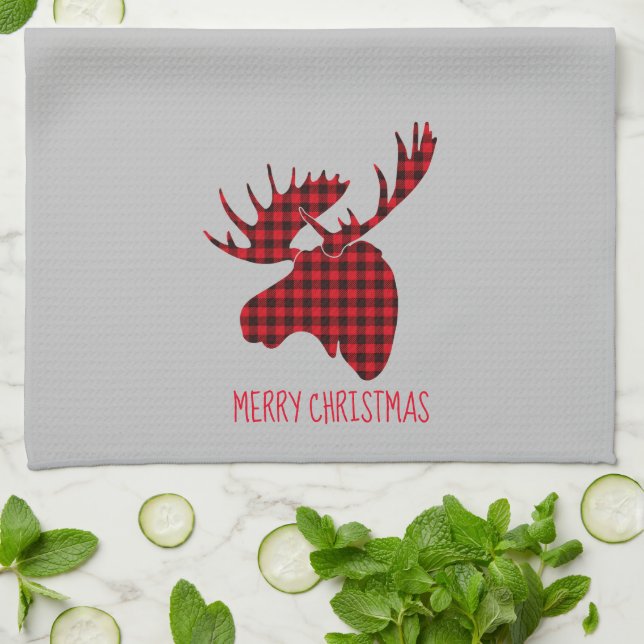 Toalla de cocina de merry Christmas Moose (Doblado)