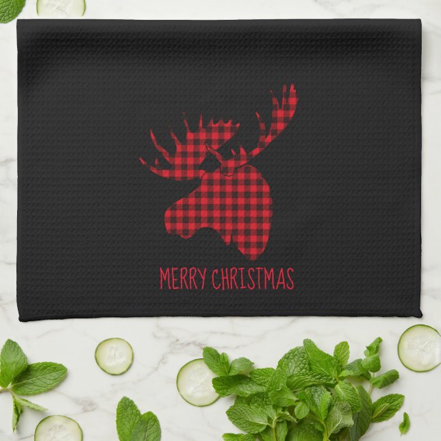 Toalla de cocina de merry Christmas Moose (Doblado)