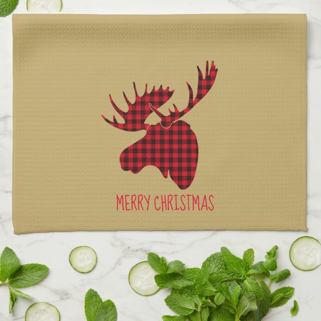 Toalla de cocina de merry Christmas Moose (Doblado)