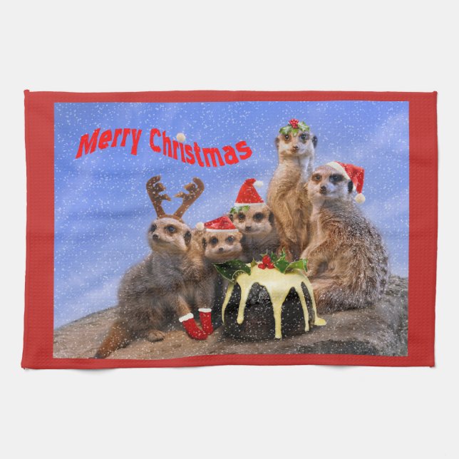 Toalla de cocina de Merry Meerkats (Horizontal)