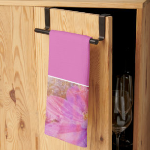 Toalla de cocina de mezcla floral púrpura y rosa