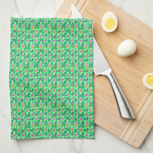 Toalla de cocina de microfibra floral de tiza past (Doblado Cuarto)