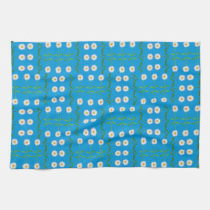 Toalla de cocina de moda: Daisies sobre Verde azul
