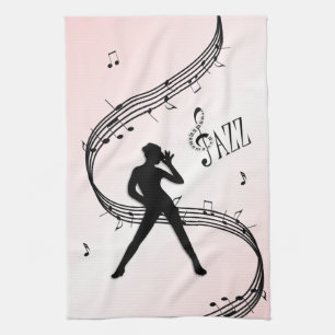 Toalla de cocina de música rosa de danza jazz