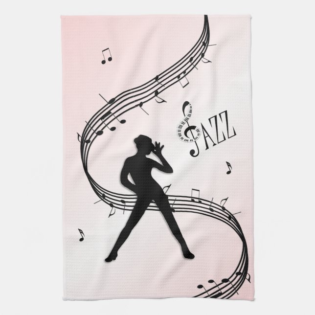 Toalla de cocina de música rosa de danza jazz (Vertical)