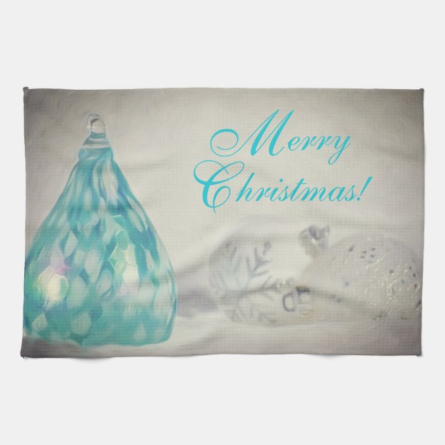 Toalla de cocina de Navidad Aqua Tones (Horizontal)