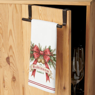 Toalla de cocina de Navidad con apellido personali