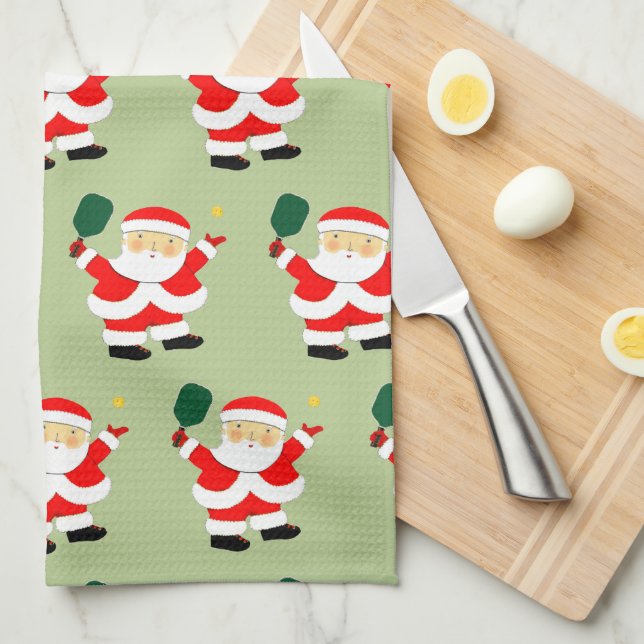 Toalla de cocina de Navidad de pickleball (Doblado Cuarto)