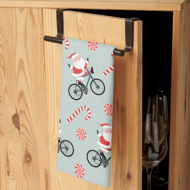 Toalla de cocina de Navidad para ciclistas (Pliegue de tercios)