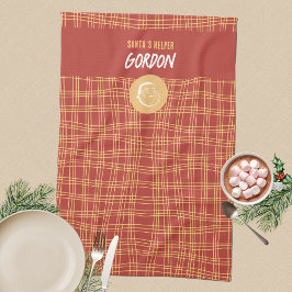 Toalla de cocina de Navidad roja y albaricoque ayu