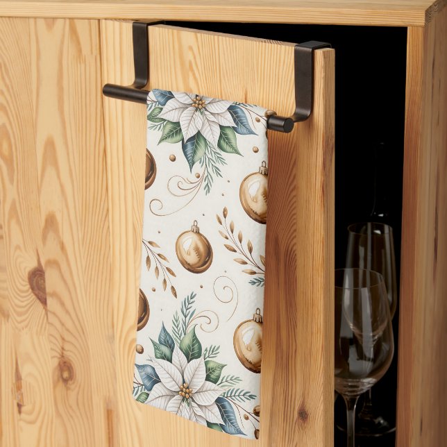 Toalla de cocina de Navidades de inspiración clási (Pliegue de tercios)