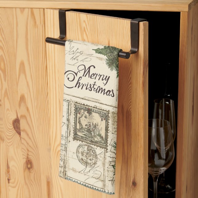 Toalla de cocina de Navidades de inspiración clási (Pliegue de tercios)