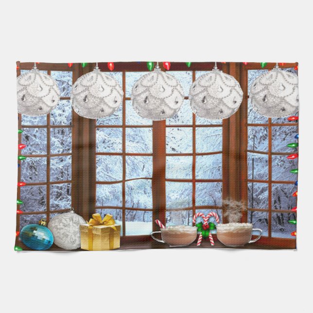 Toalla de cocina de nieve para navidades (Horizontal)