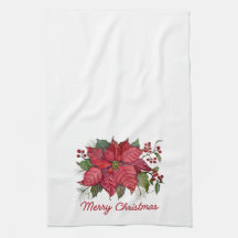 Toalla de cocina de nochebuena poinsettia