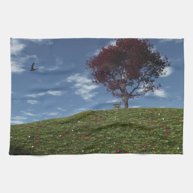 Toalla de cocina de nubes que pasan navegando (Horizontal)