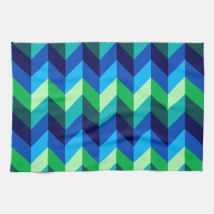 Toalla de cocina de ocmbre verde azul Chevrons