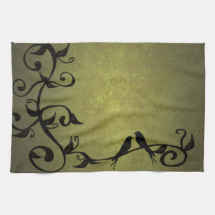 Toalla de cocina de Olive Grunge Vines