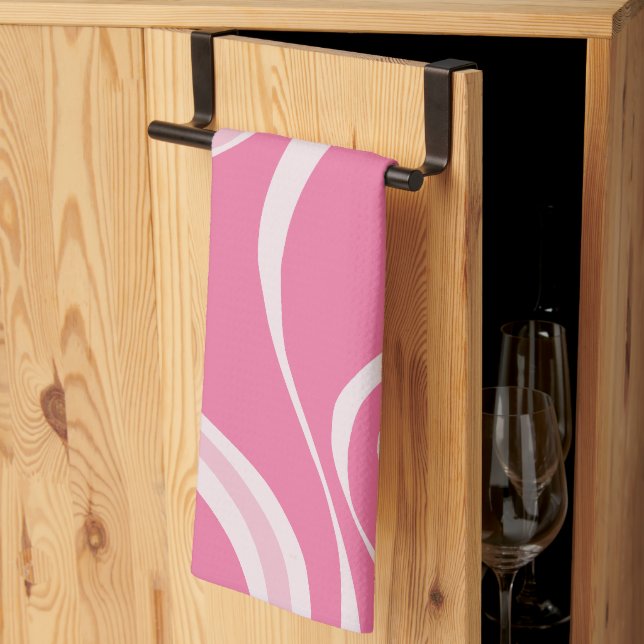 Toalla de cocina de ondas rosadas (Pliegue de tercios)